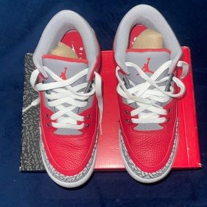 Used retro Jordan 3s red black and white